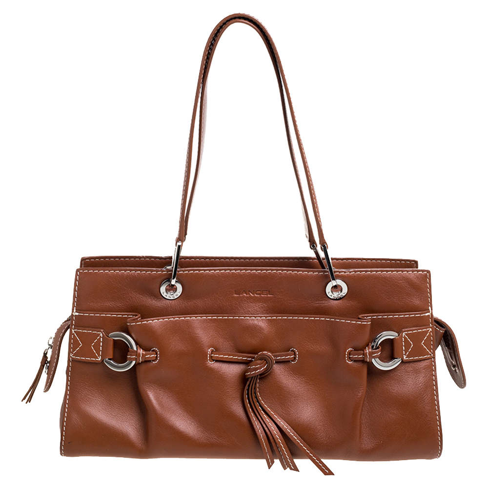 Image of Lancel Brown Leather Front Pocket Satchel