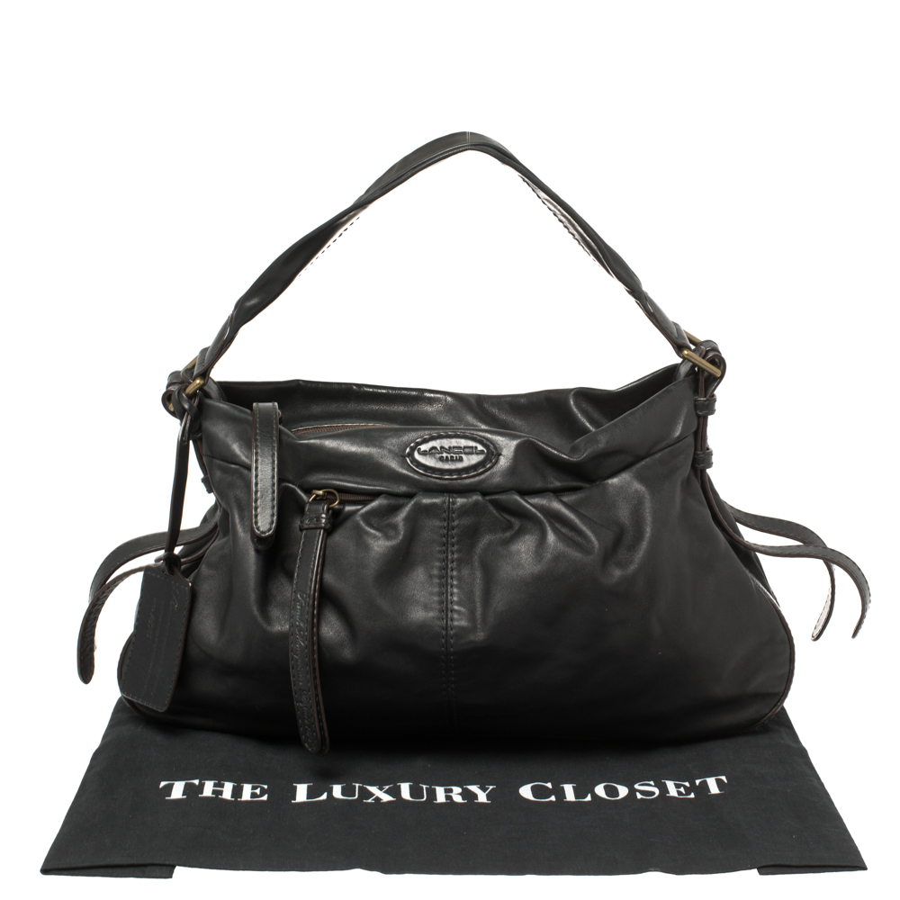 Lancel Black Leather Front Pocket Hobo
