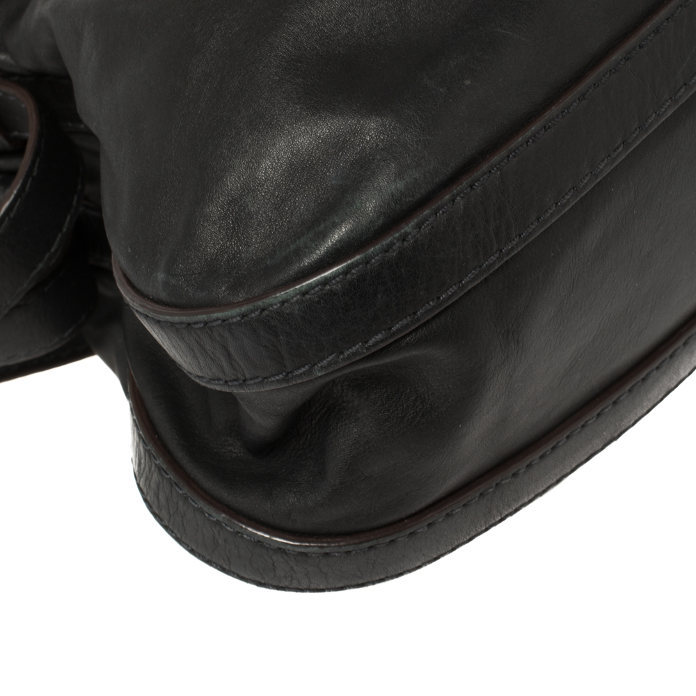 Lancel Black Leather Front Pocket Hobo