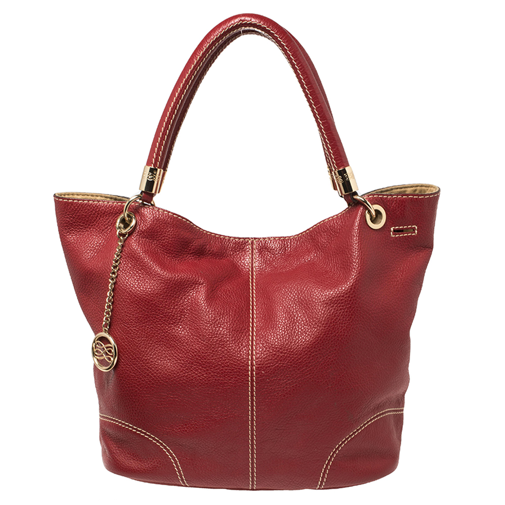 Lancel Red Leather French Flair Hobo