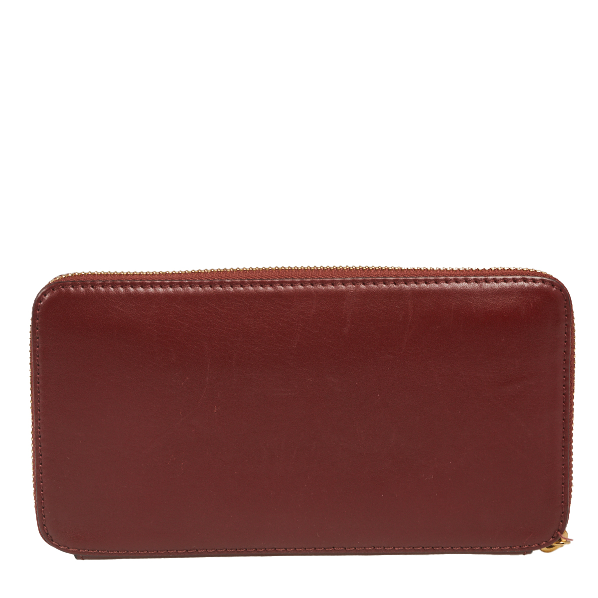 Lancel Burgundy Leather Logo Zip Around Wallet