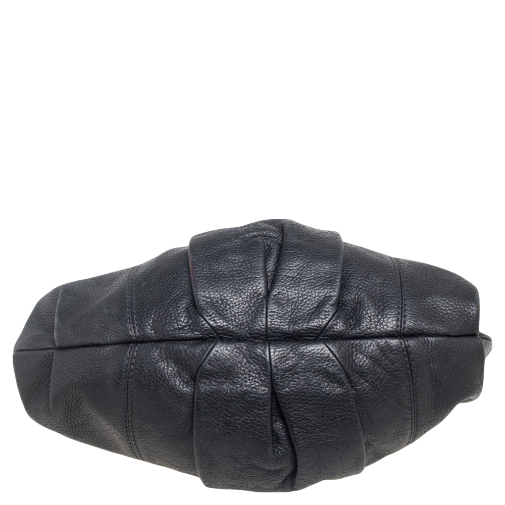 Lancel Black Pleated Leather Hobo