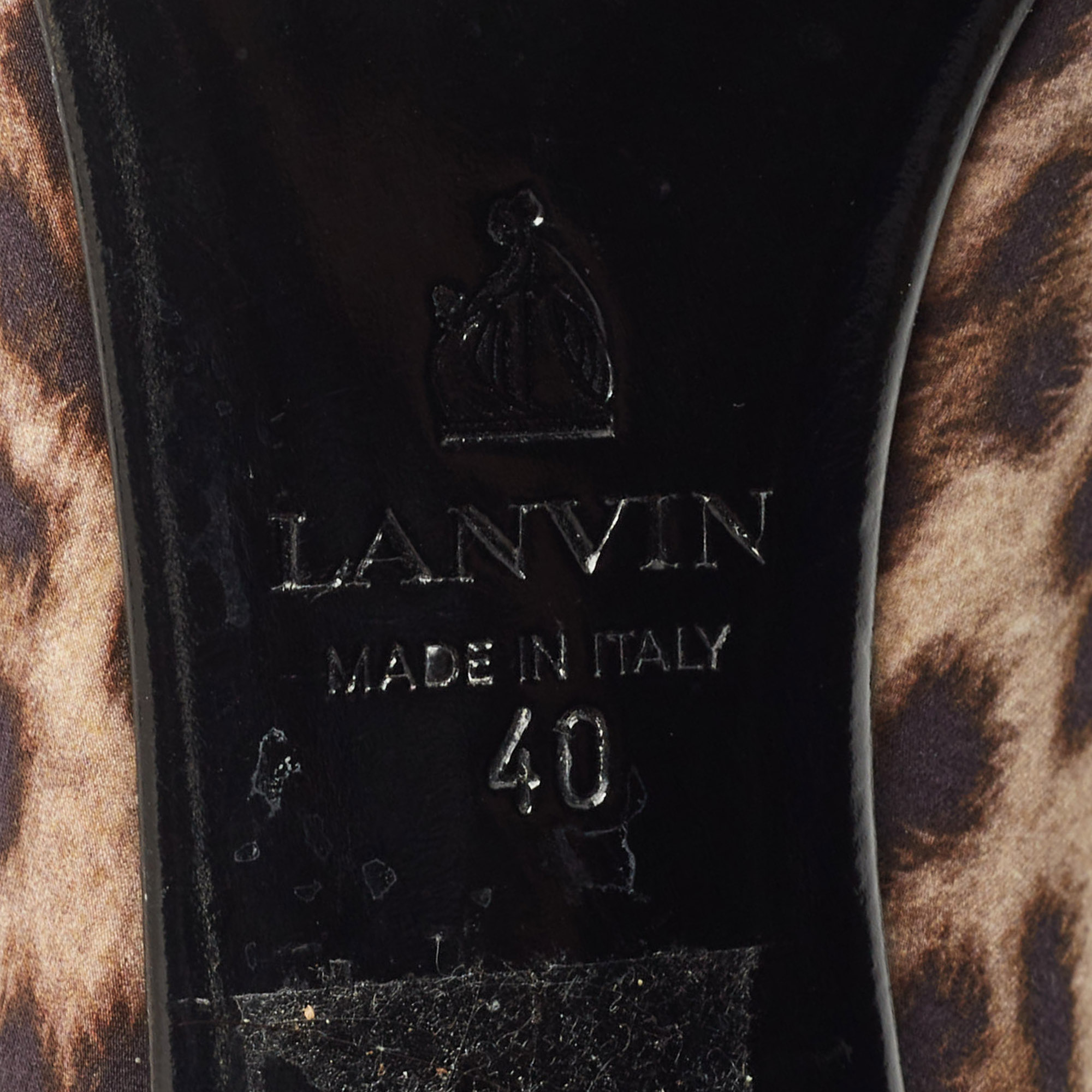 Lanvin Two Tone Leopard Print Fabric Open Toe Pumps Size 40