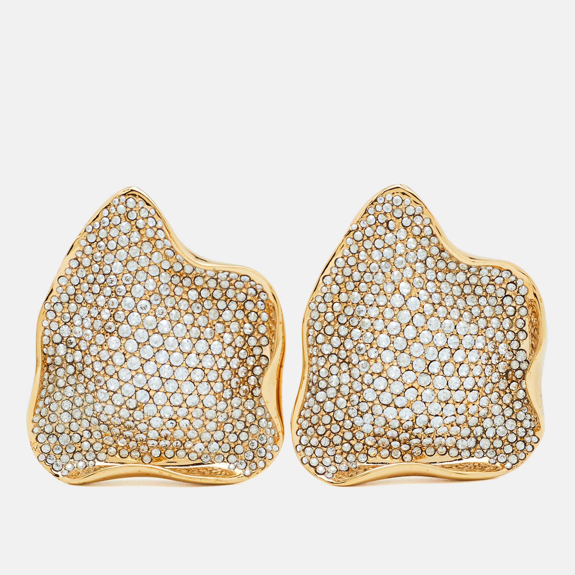 Lanvin asymmetrical crystals gold tone earrings