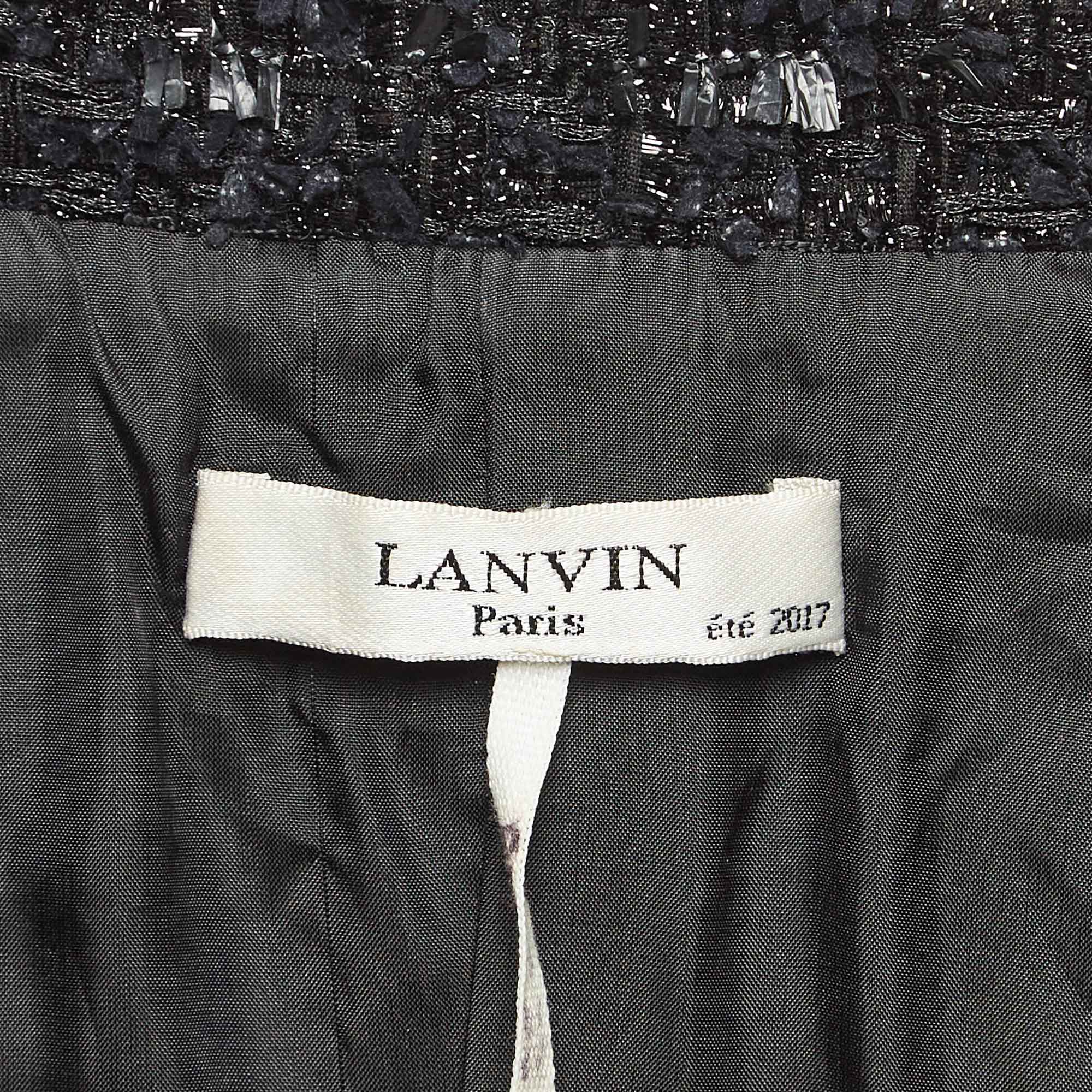 Lanvin Black Shiny Tweed Zip-Up Waistcoat S