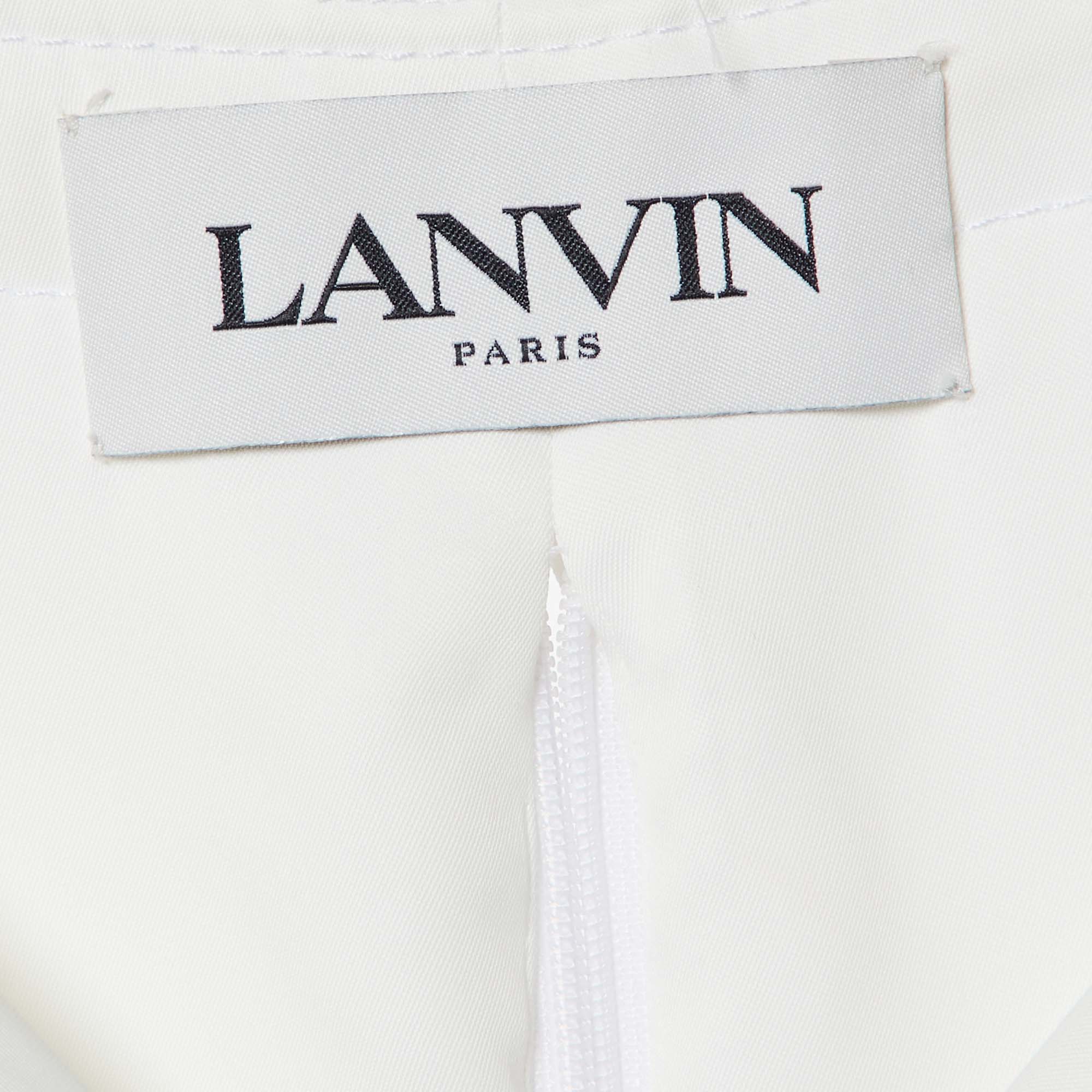 Lanvin Off-White Crepe Fringed Maxi Dress M