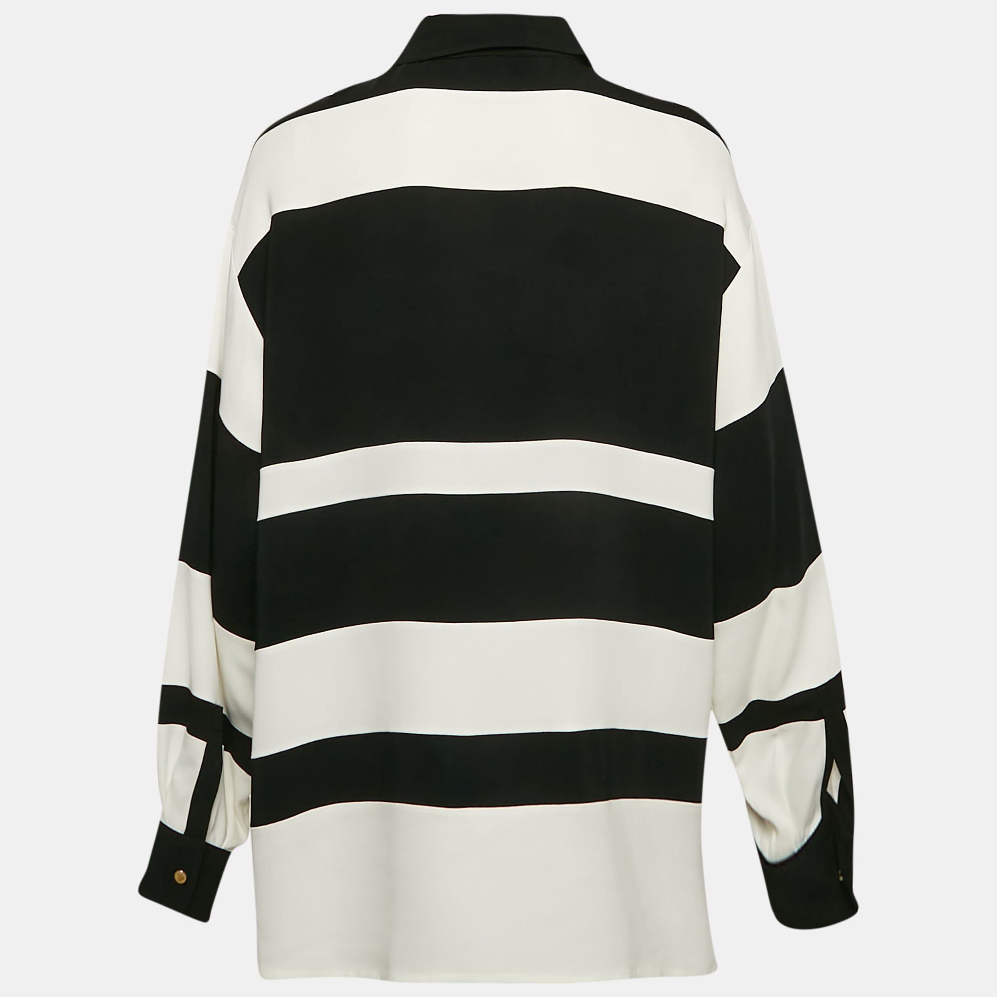 Lanvin Black/White Stripe Panelled Crepe Oversized Shirt M