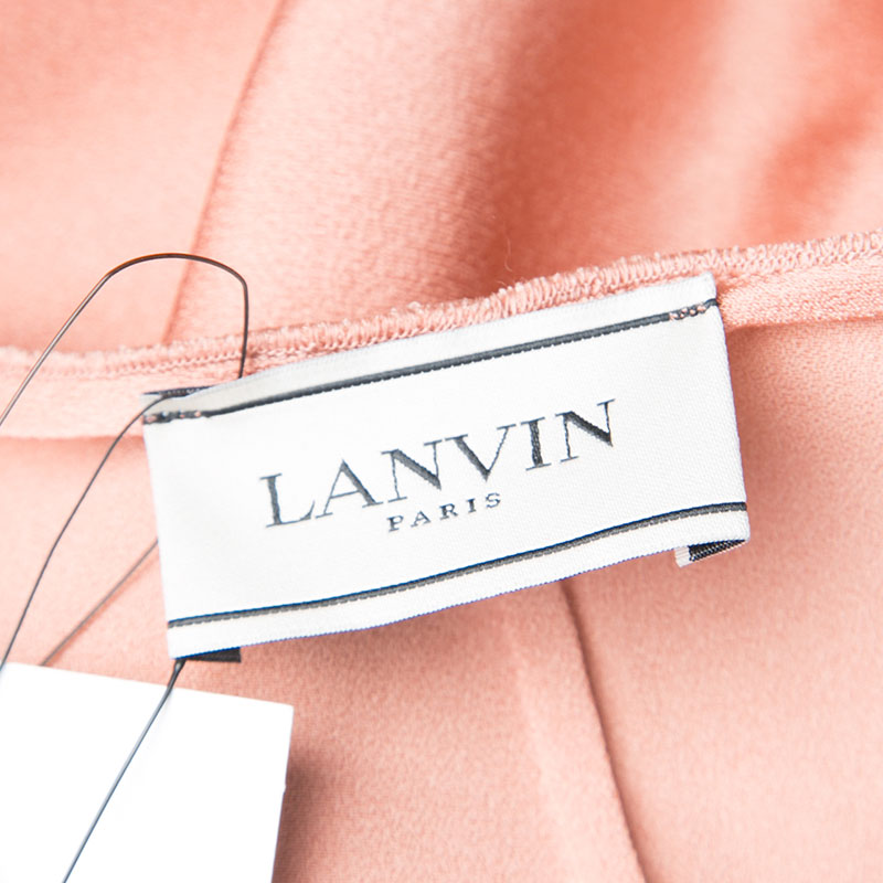 Lanvin Peach Pleat Detail Long Sleeve Dress S