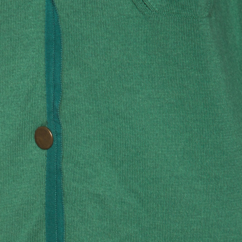 Lanvin Green Cashmere Blend Raglan Sleeve Button Front Long Cardigan S