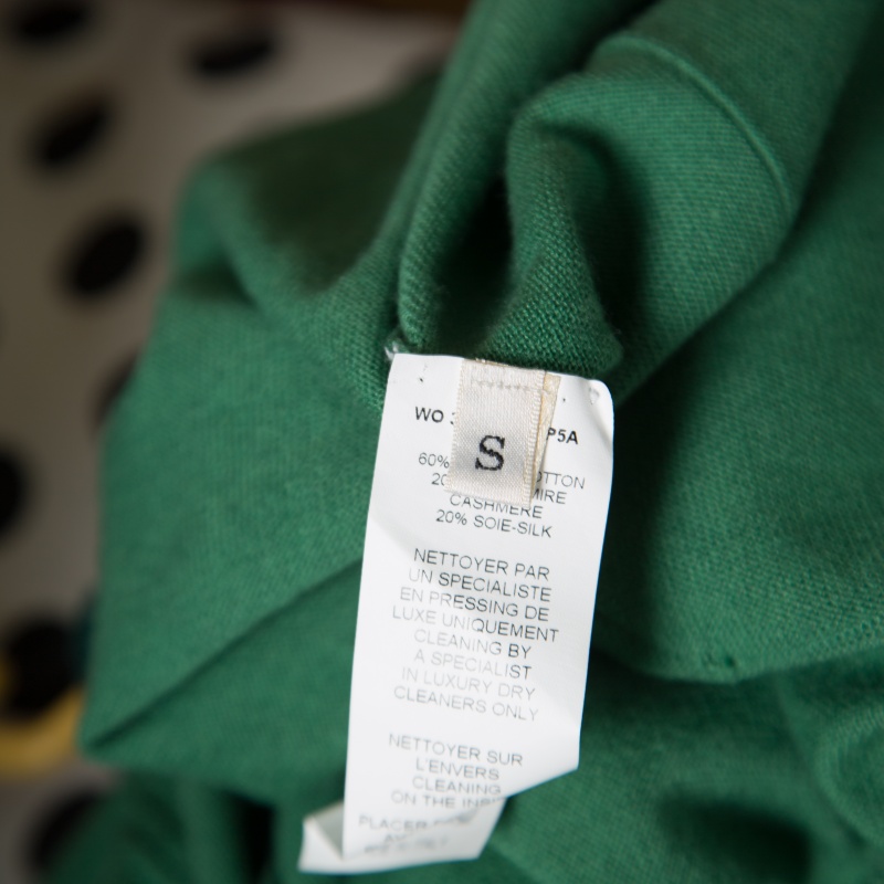 Lanvin Green Cashmere Blend Raglan Sleeve Button Front Long Cardigan S