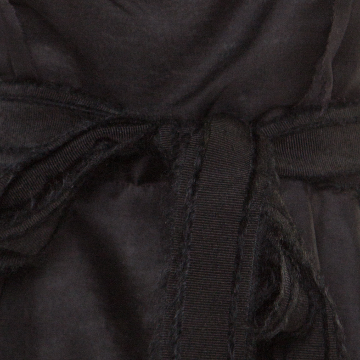 Lanvin Black Silk Organza Raw Edge Detail Sheer Yoke Layered Dress S