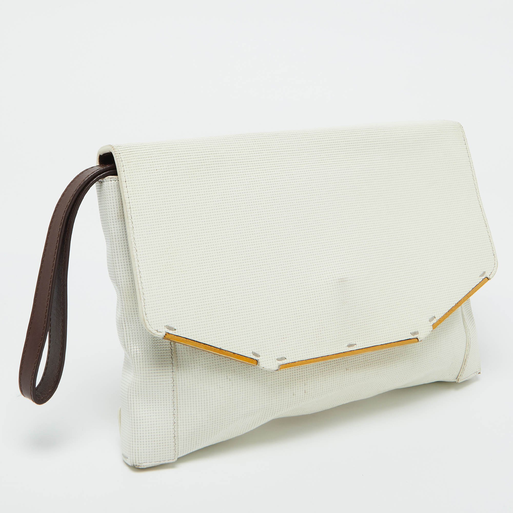 Lanvin White Leather Miss Sartorial Wristlet Clutch