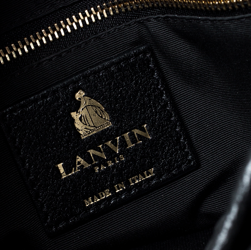 Lanvin Black Leather Sugar Stitch Shoulder Bag