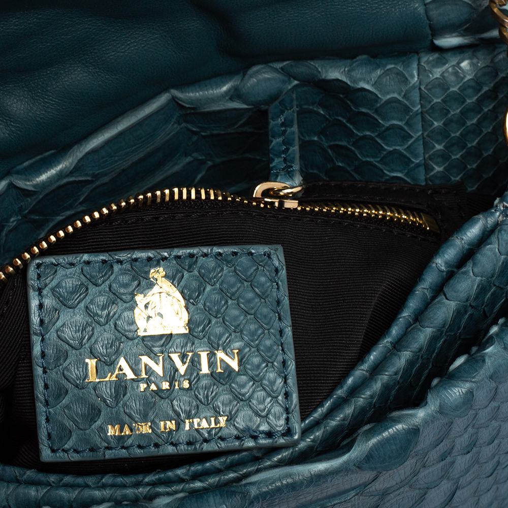 Lanvin Blue Snakeskin Sugar Chain Shoulder Bag