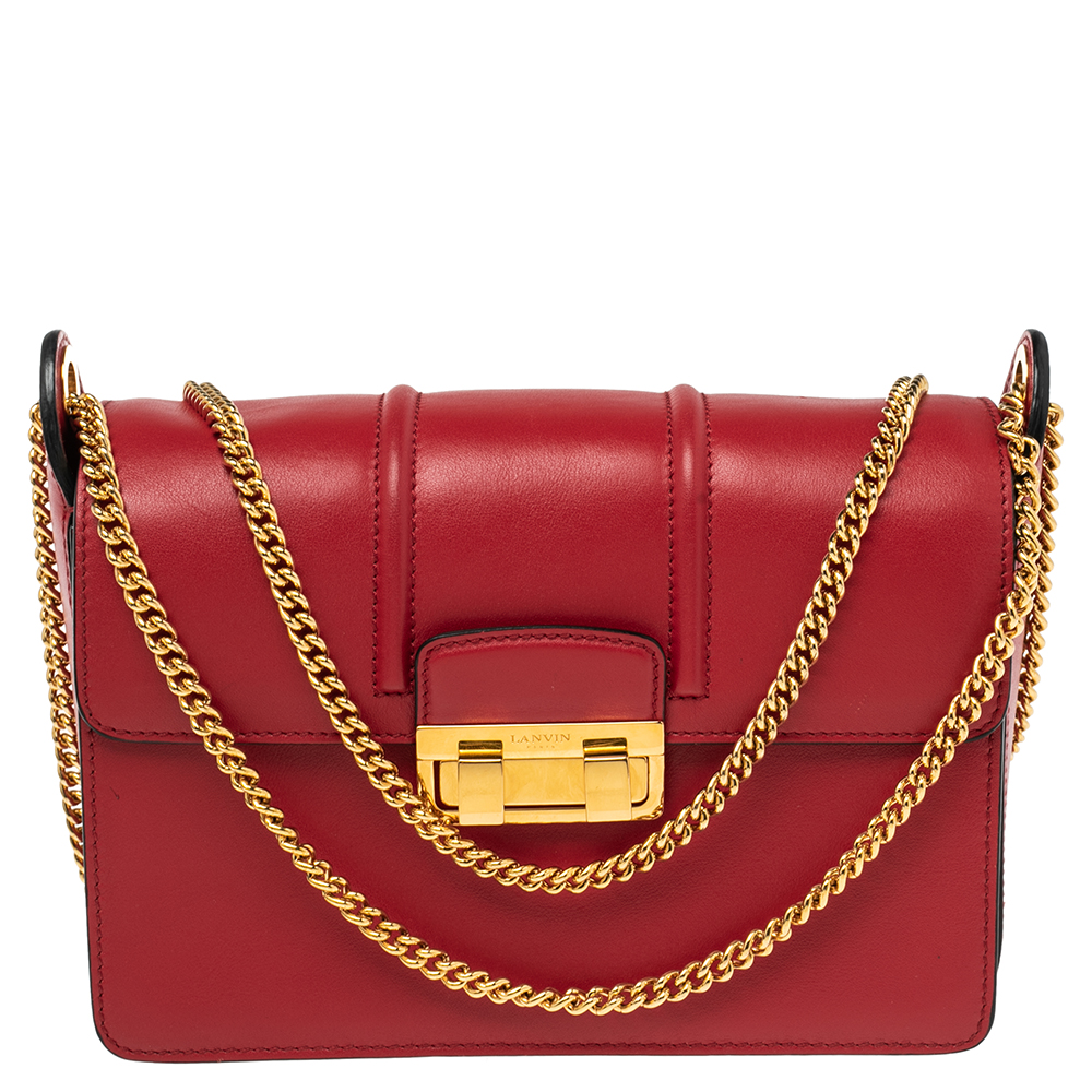 Lanvin Red Leather Jiji Shoulder Bag