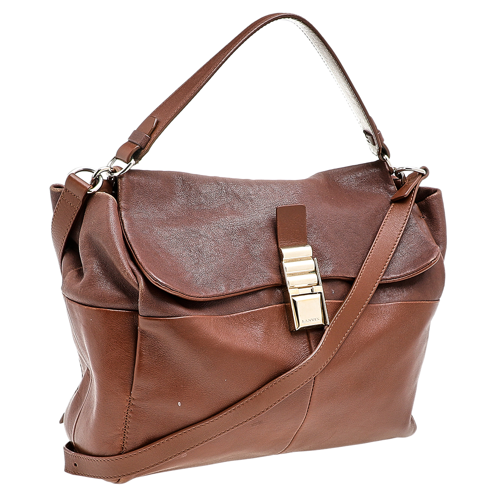Lanvin Brown Leather Flap Shoulder Bag