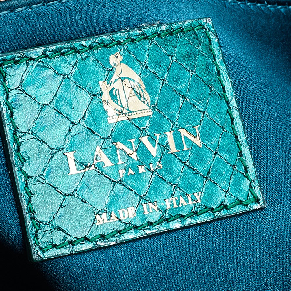 Lanvin Metallic Sea Green Python Leather Happy Shoulder Bag