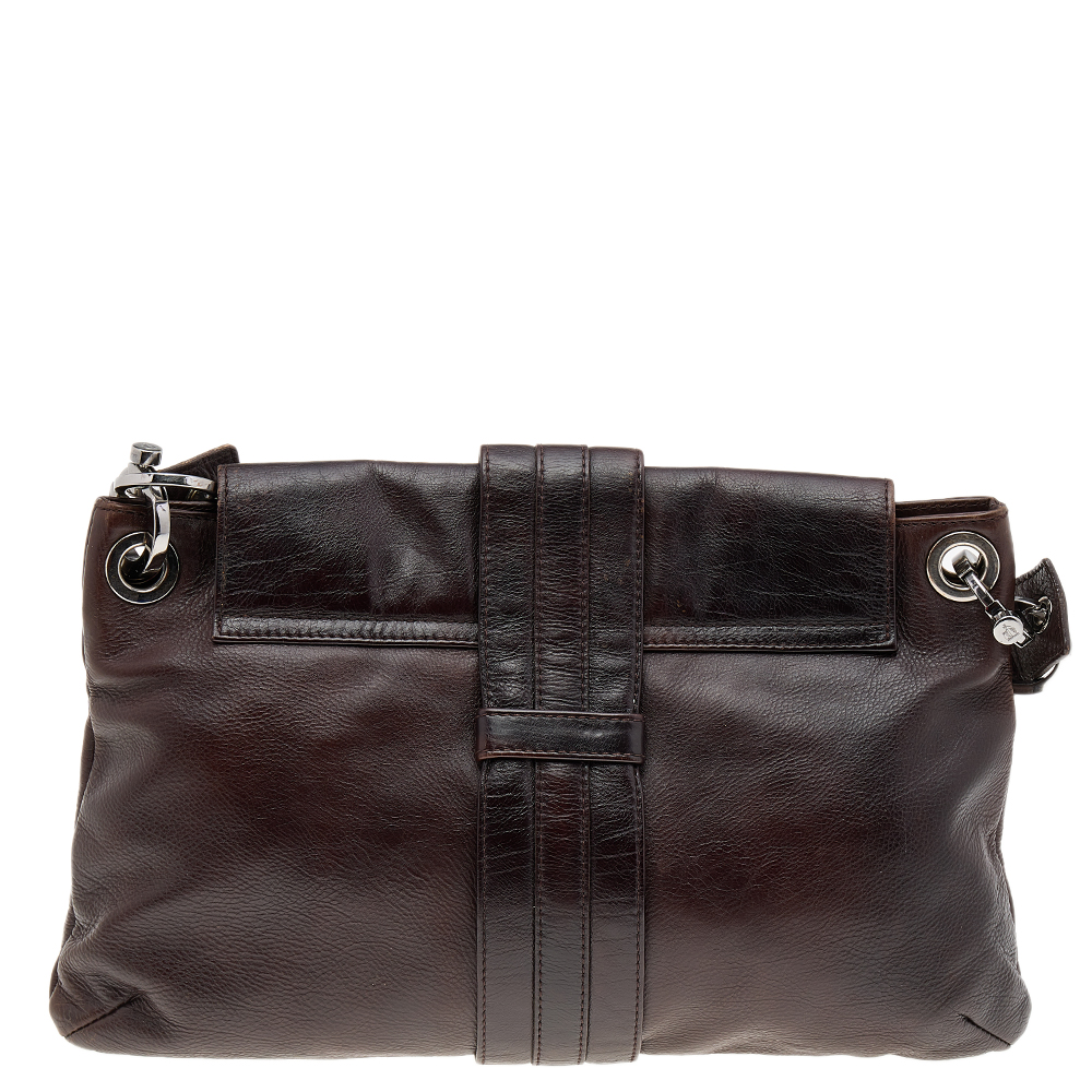 Lanvin Dark Brown Leather Flap Shoulder Bag