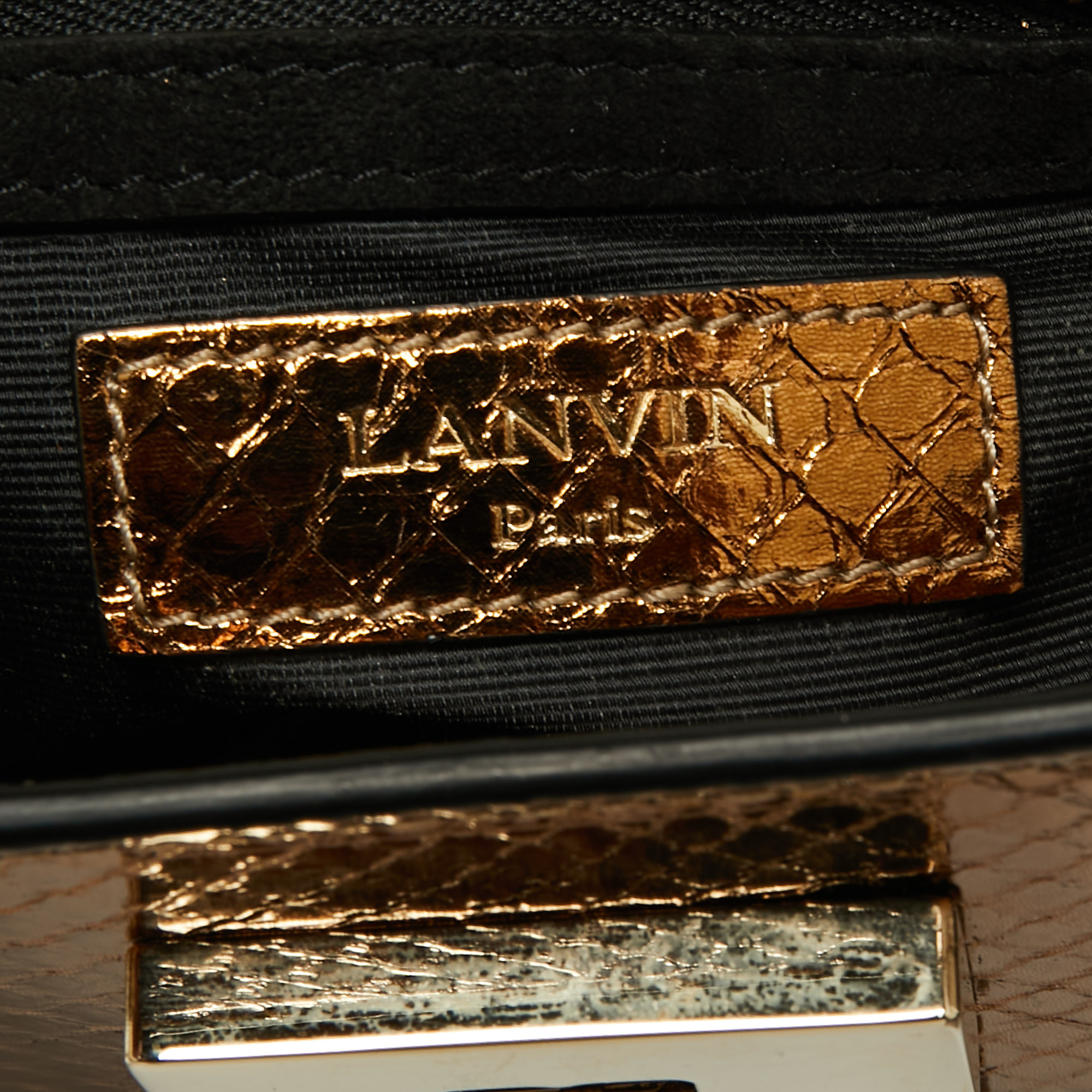 Lanvin Metallic Bronze Python Crossbody Bag