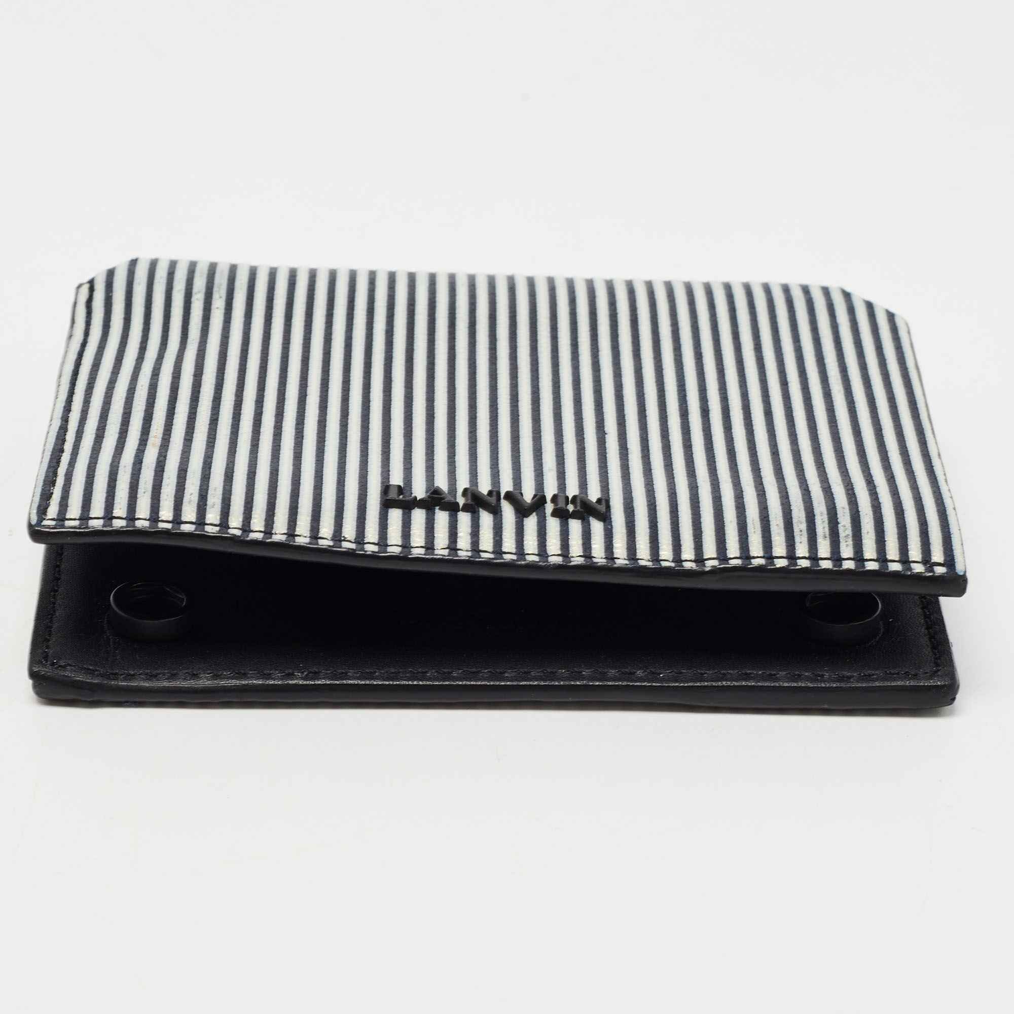 Lanvin White/Black Glitter Leather Card Case