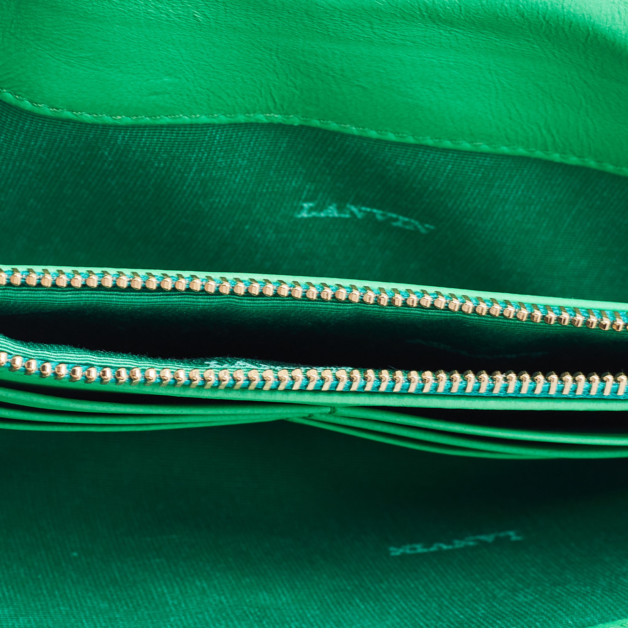 Lanvin Green Leather Flap Chain Clutch