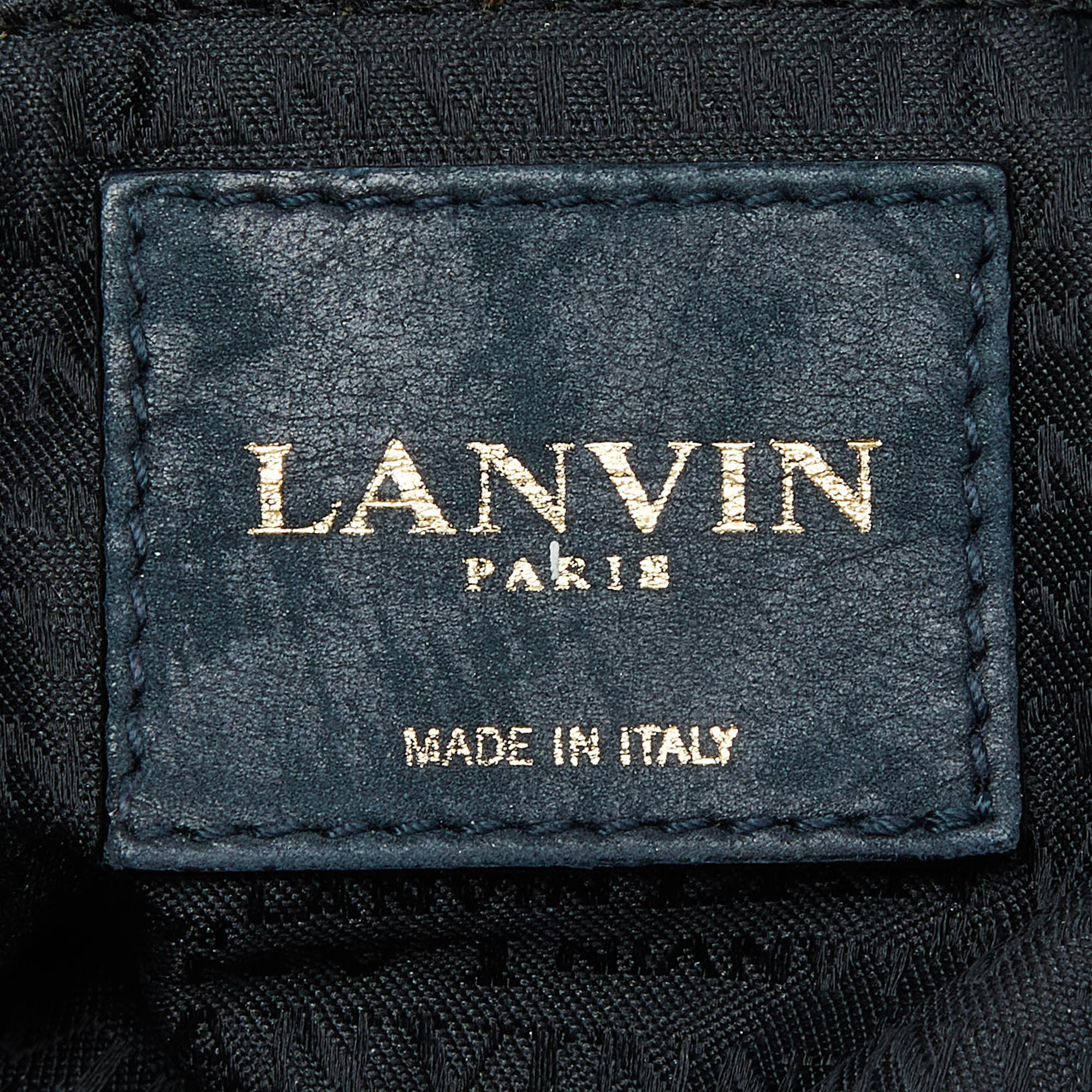 Lanvin Green/Black Leopard Print Nubuck Leather Happy Shoulder Bag