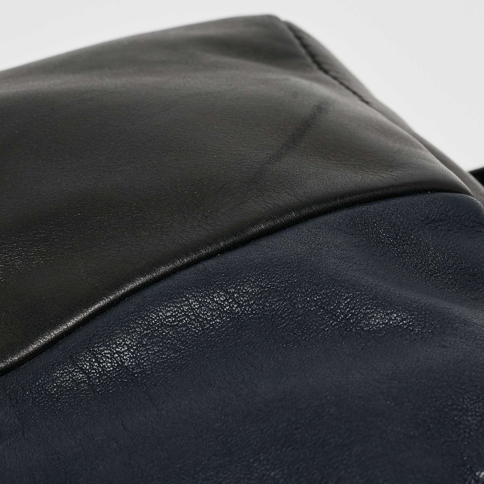 Lanvin Black/Navy Blue Leather For Me Double Top Handle Bag