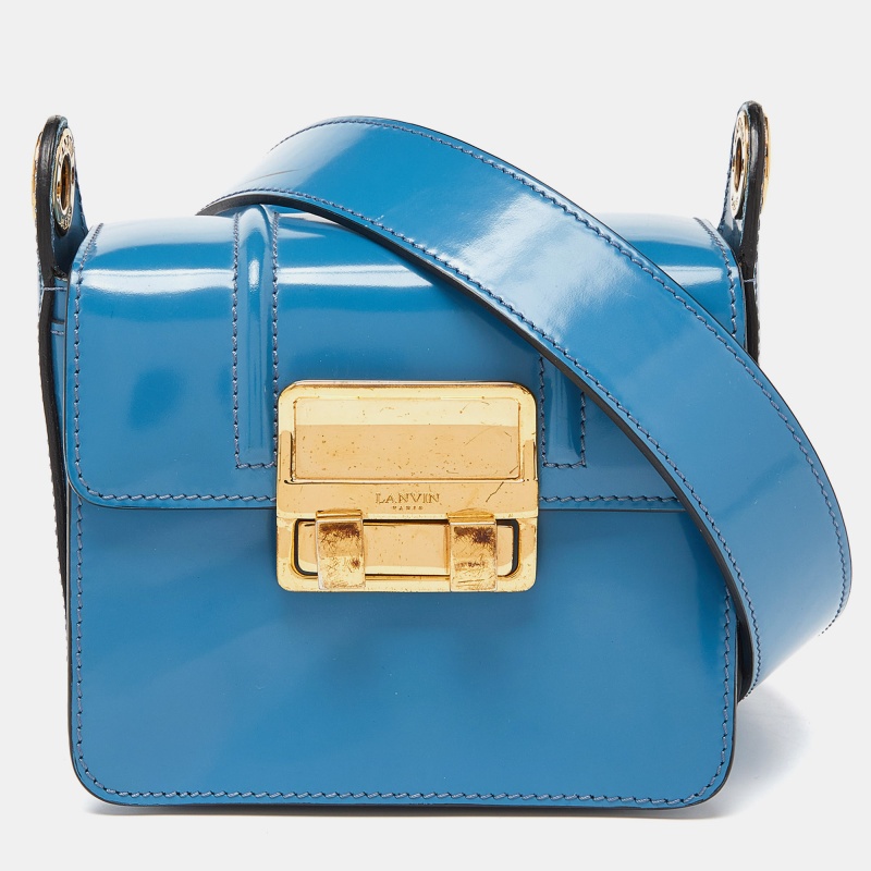 Lanvin blue patent leather jiji shoulder bag
