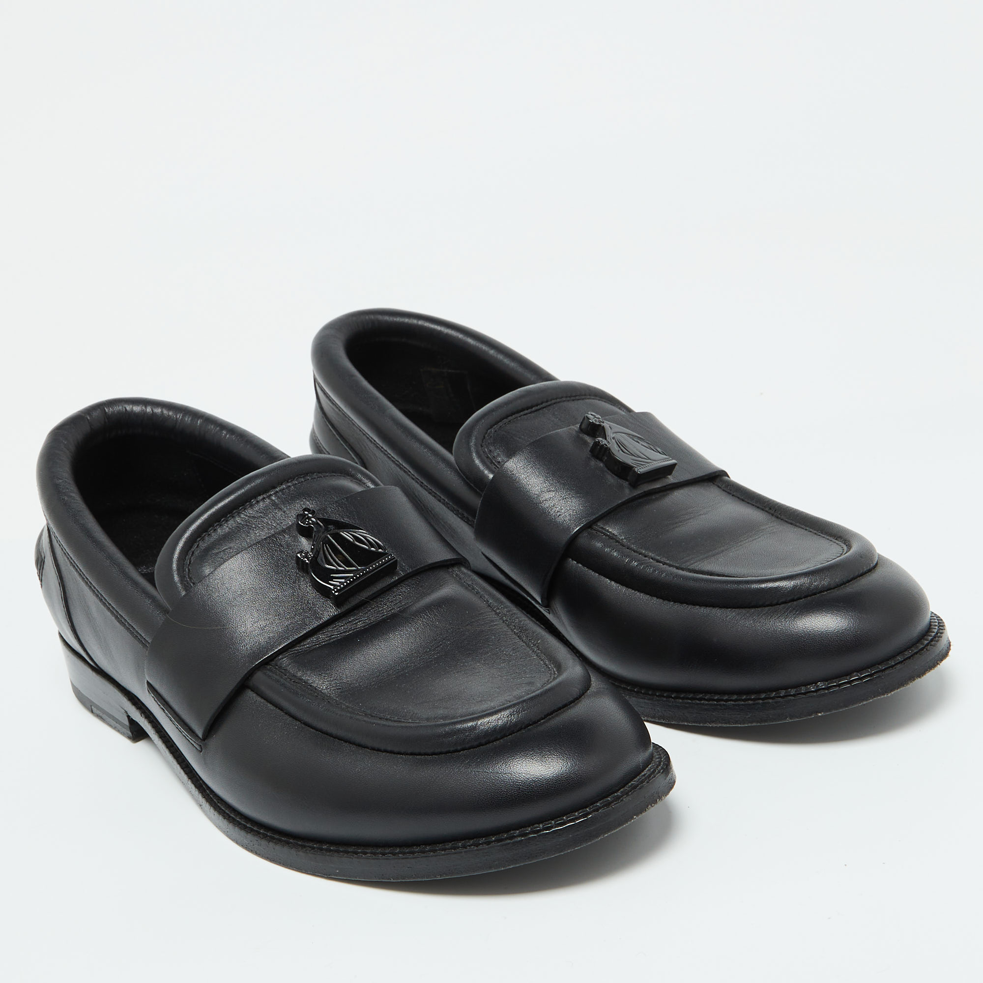 Lanvin Black Leather Slip On Loafers Size 41