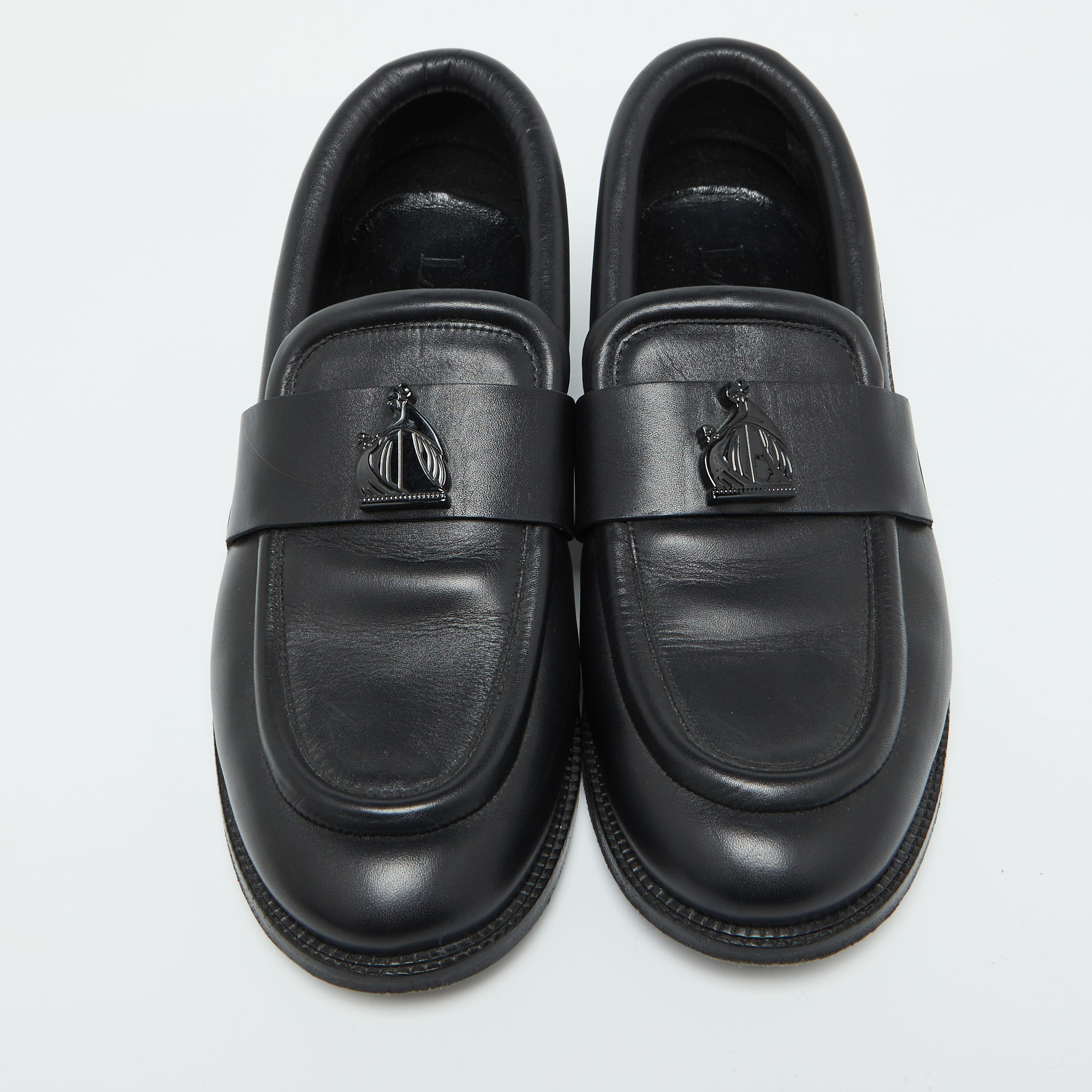 Lanvin Black Leather Slip On Loafers Size 41