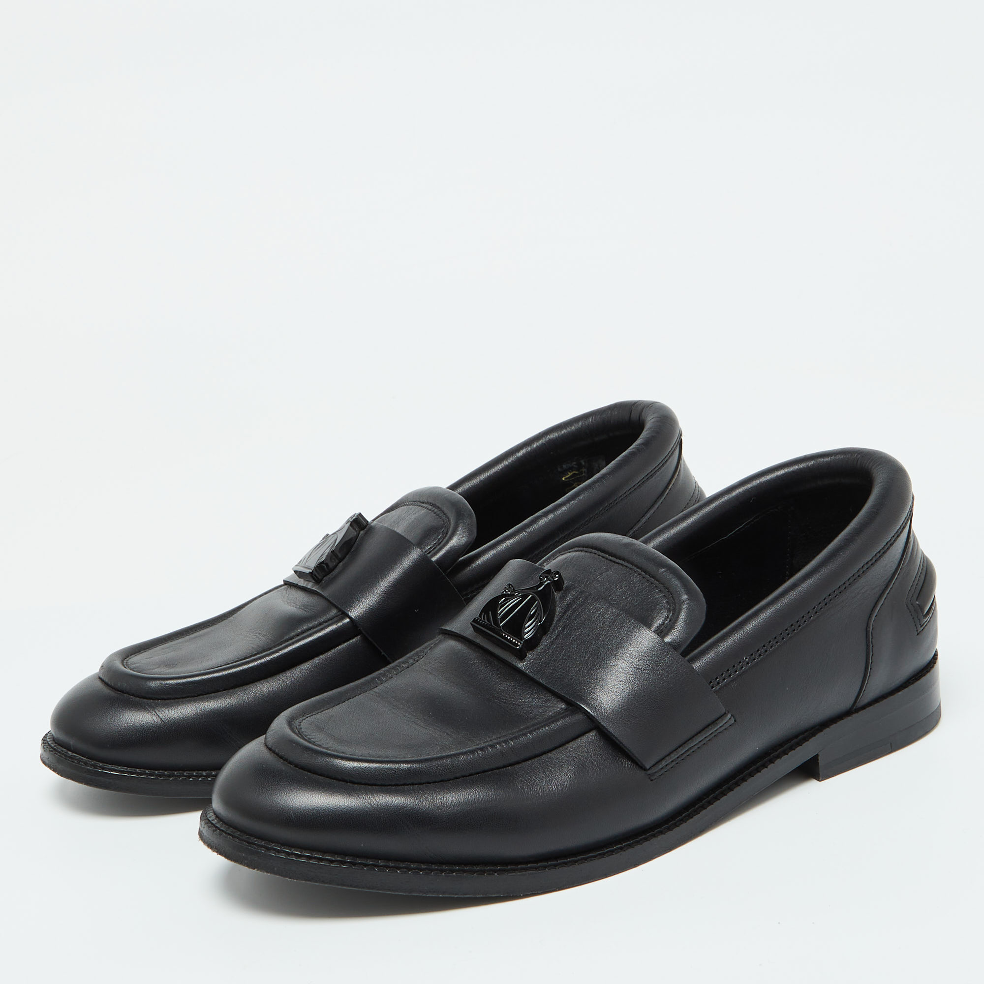 Lanvin Black Leather Slip On Loafers Size 41