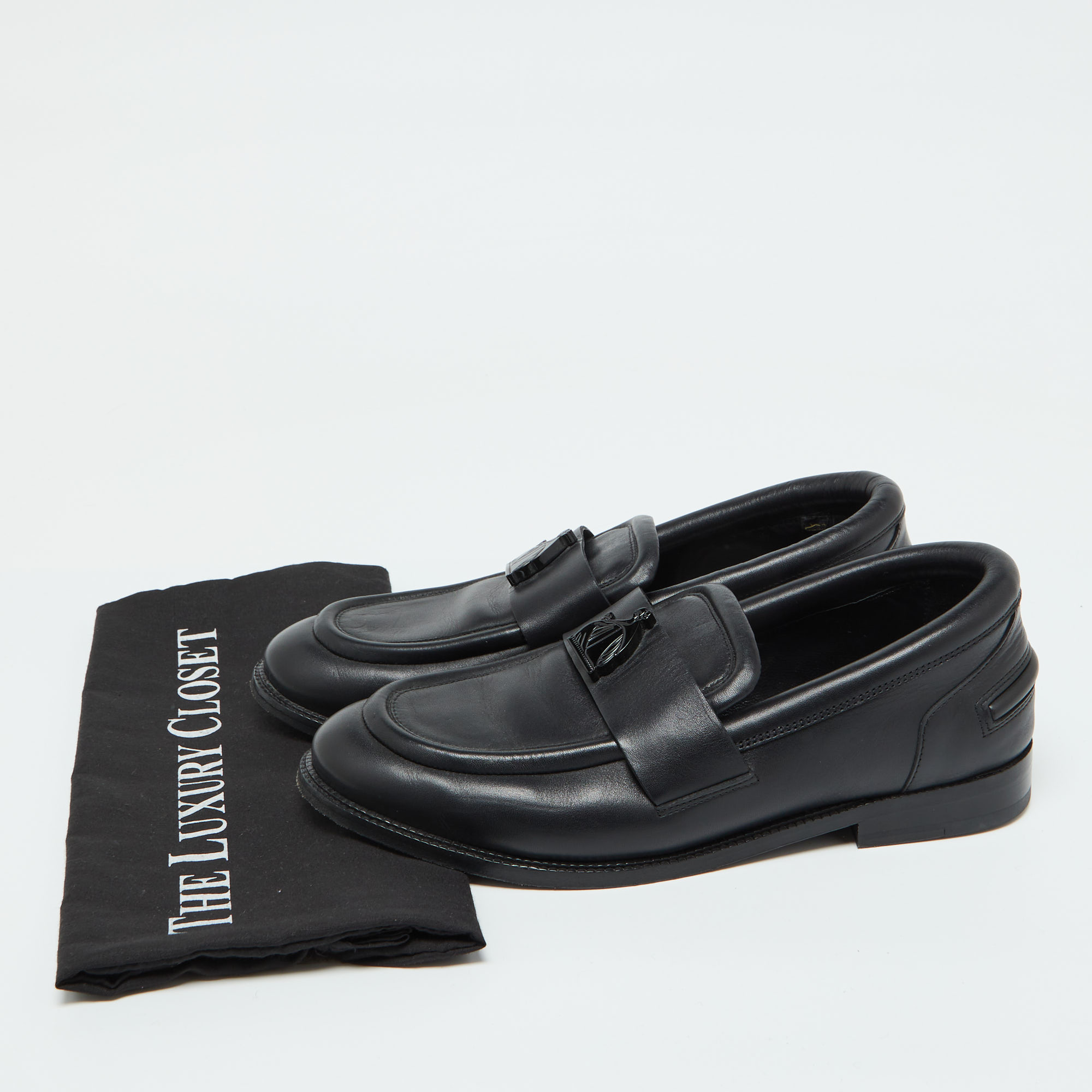 Lanvin Black Leather Slip On Loafers Size 41