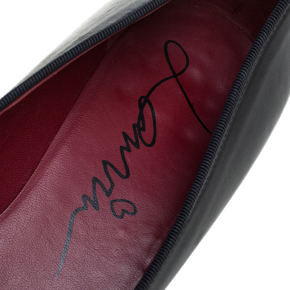 Lanvin Black Leather Pointed Toe Slip On Ballet Flats Size 36.5