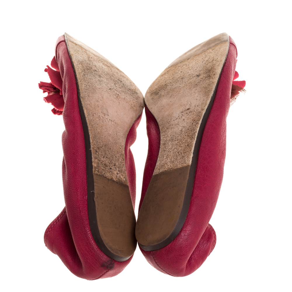 Lanvin Magenta Leather Ballet Flats Size 38