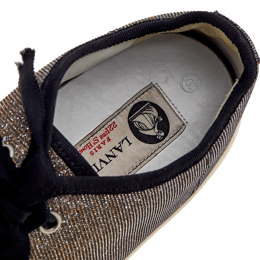 Lanvin Metallic Glitter Fabric Low Top Sneakers Size 40