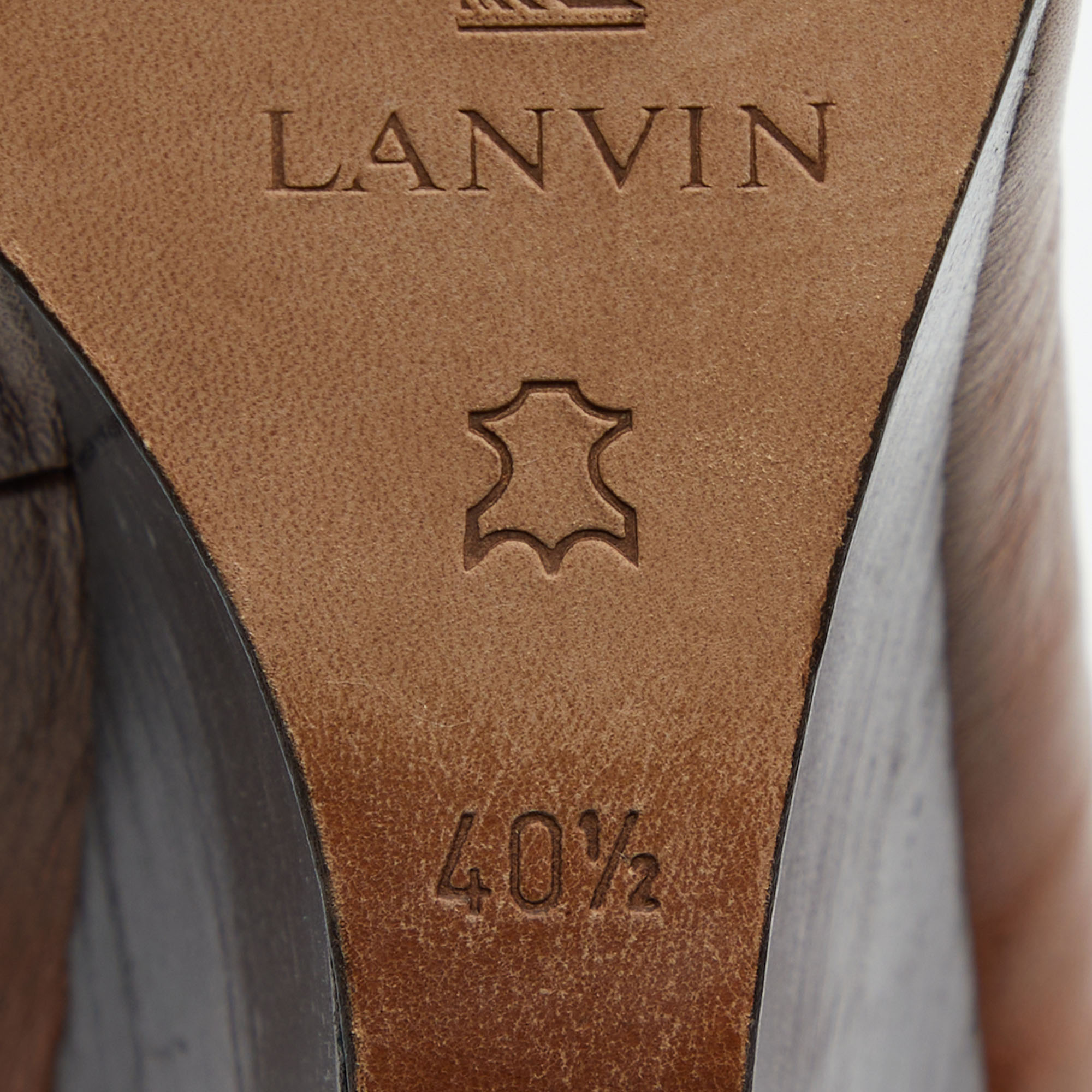 Lanvin Brown Leather Scrunch Wedge Pumps Size 40.5