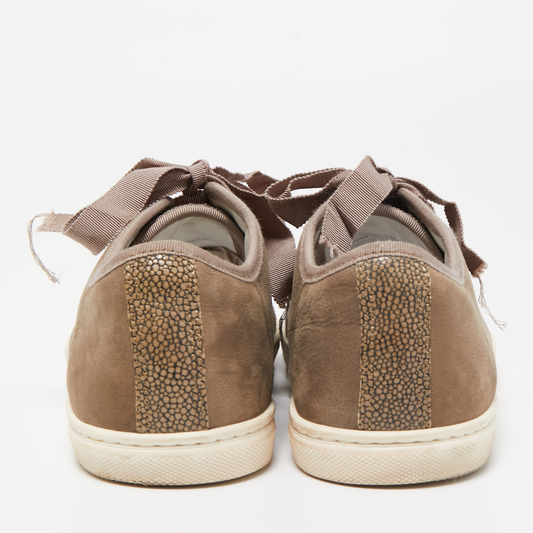 Lanvin Brown Nubuck And Leather Low Top Sneakers Size 39