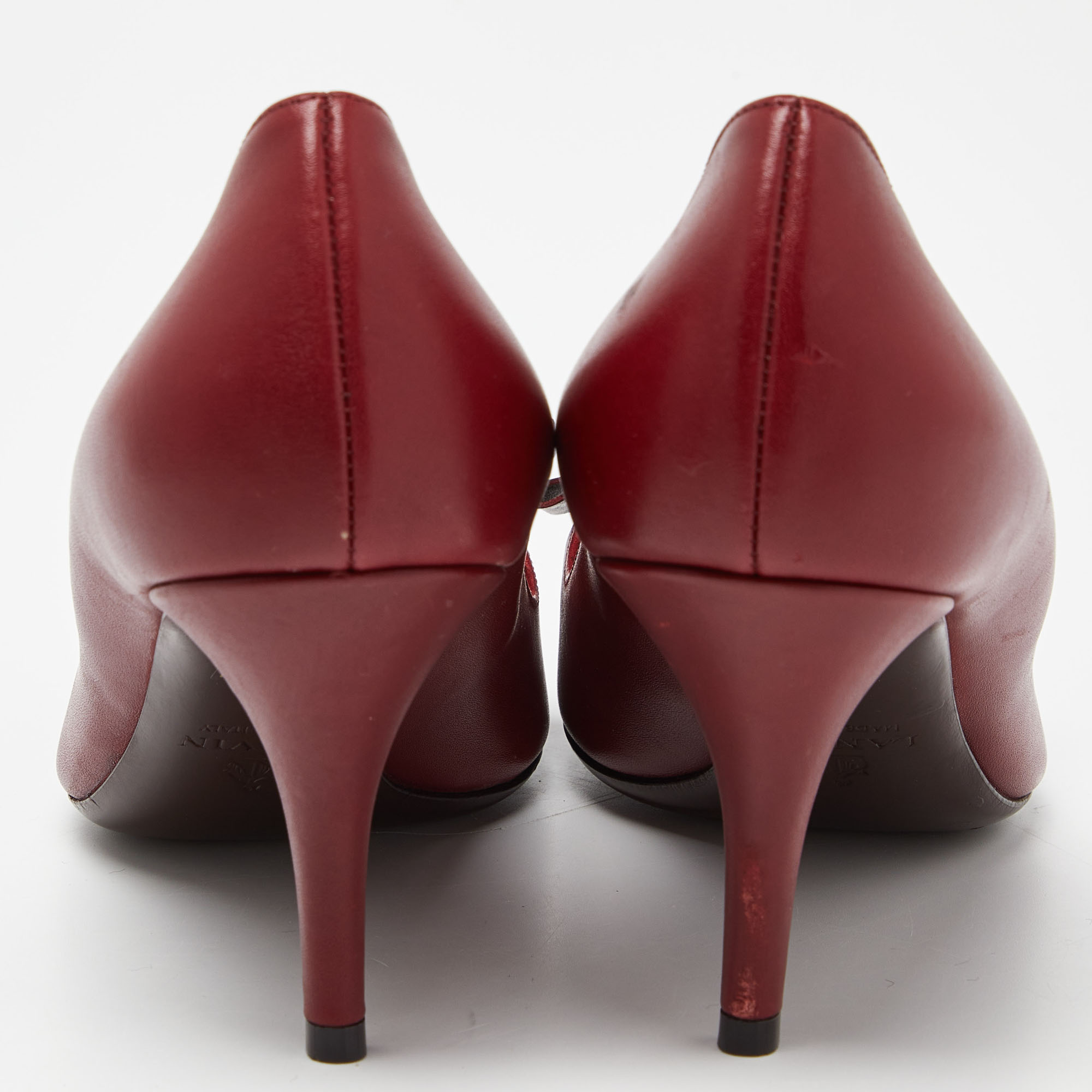 Lanvin Red Leather Bow Pointed Toe Pumps Size 39