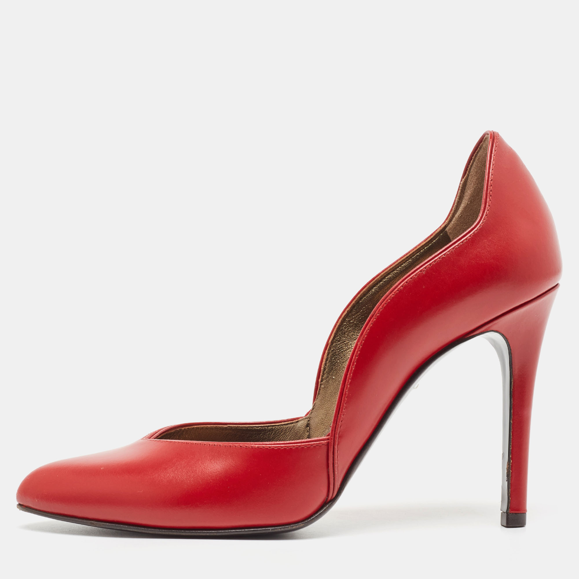 Lanvin red leather pointed toe pumps size 37