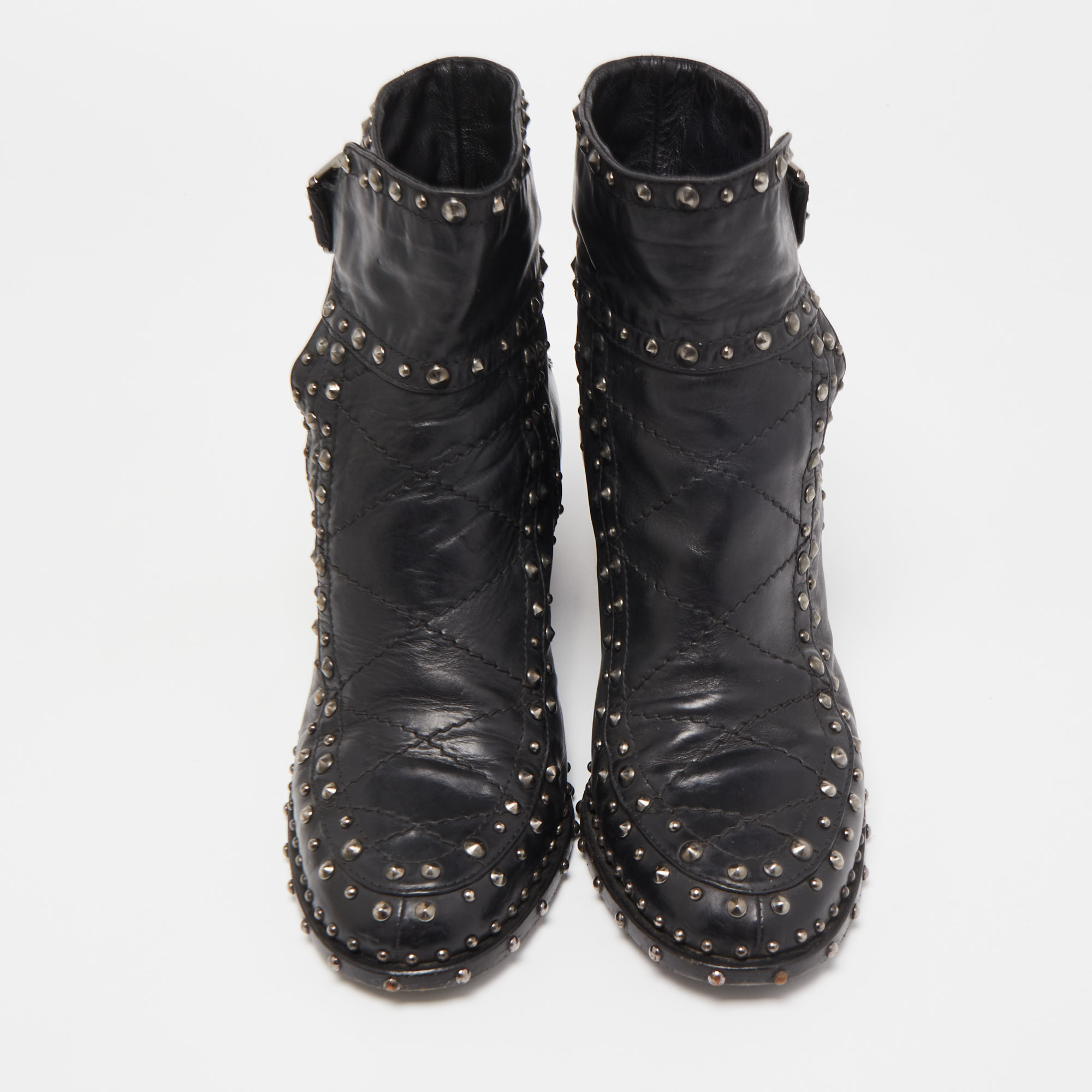 Laurence Dacade Black Leather Studded Ankle Boots Size 37.5