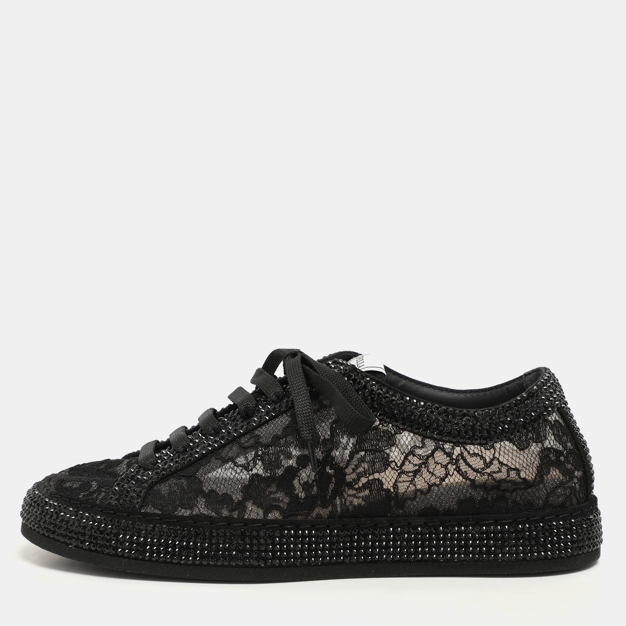 Le Silla Black Lace and Mesh Rhinestone Low Top Sneakers Size 37.5
Le Silla Black Lace and Mesh Rhinestone Low Top Sneakers Size 37.5