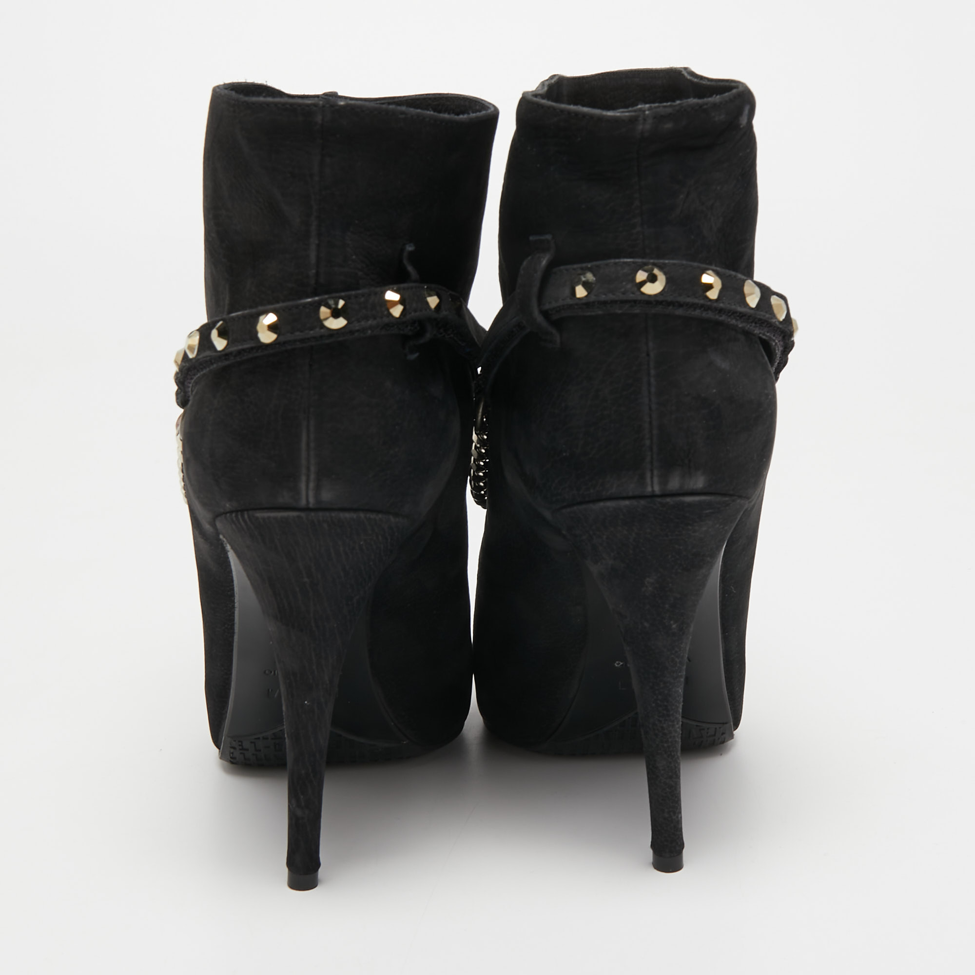 Le Silla Black Nubuck Leather Stivaletto Ankle Boots Size 40
