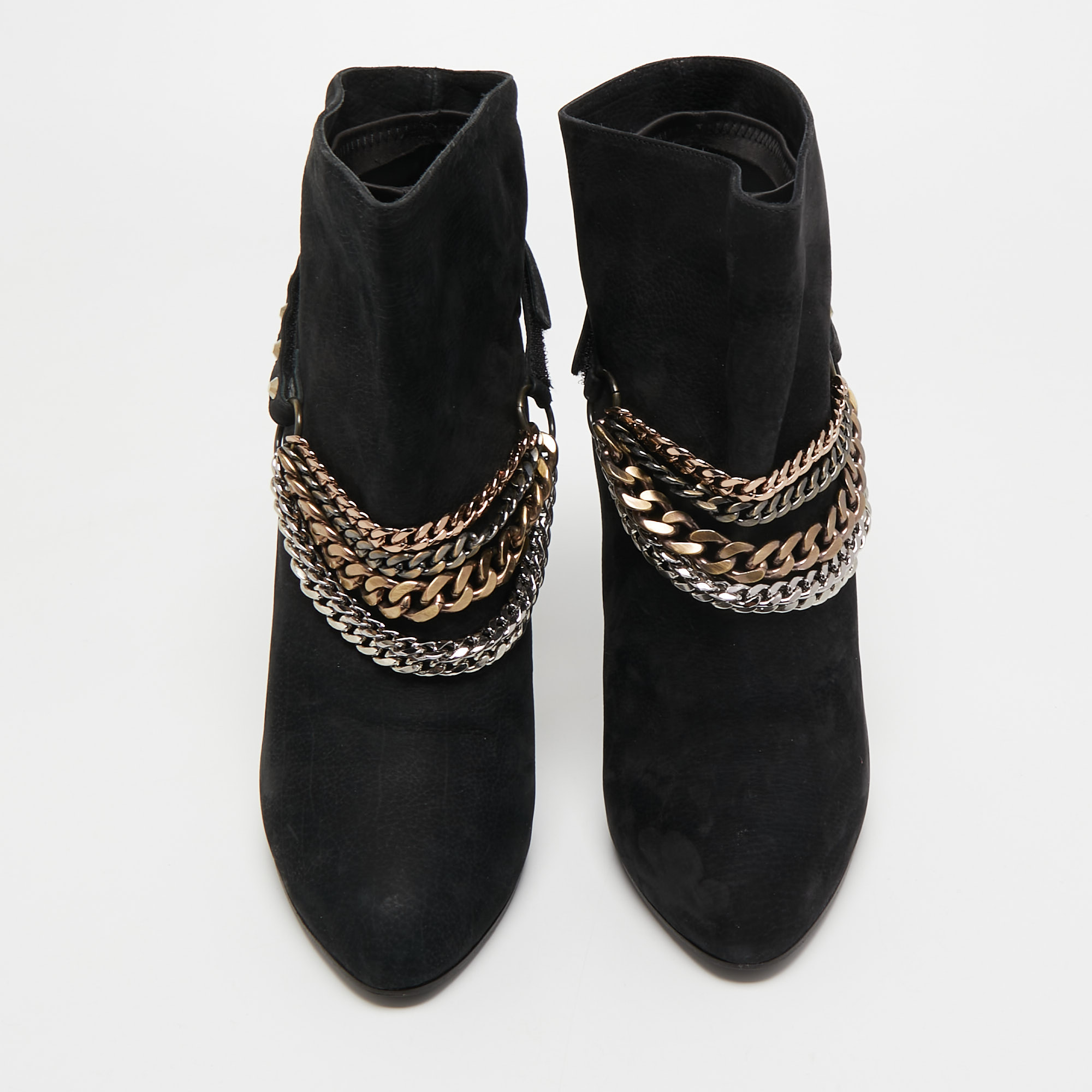 Le Silla Black Nubuck Leather Stivaletto Ankle Boots Size 40