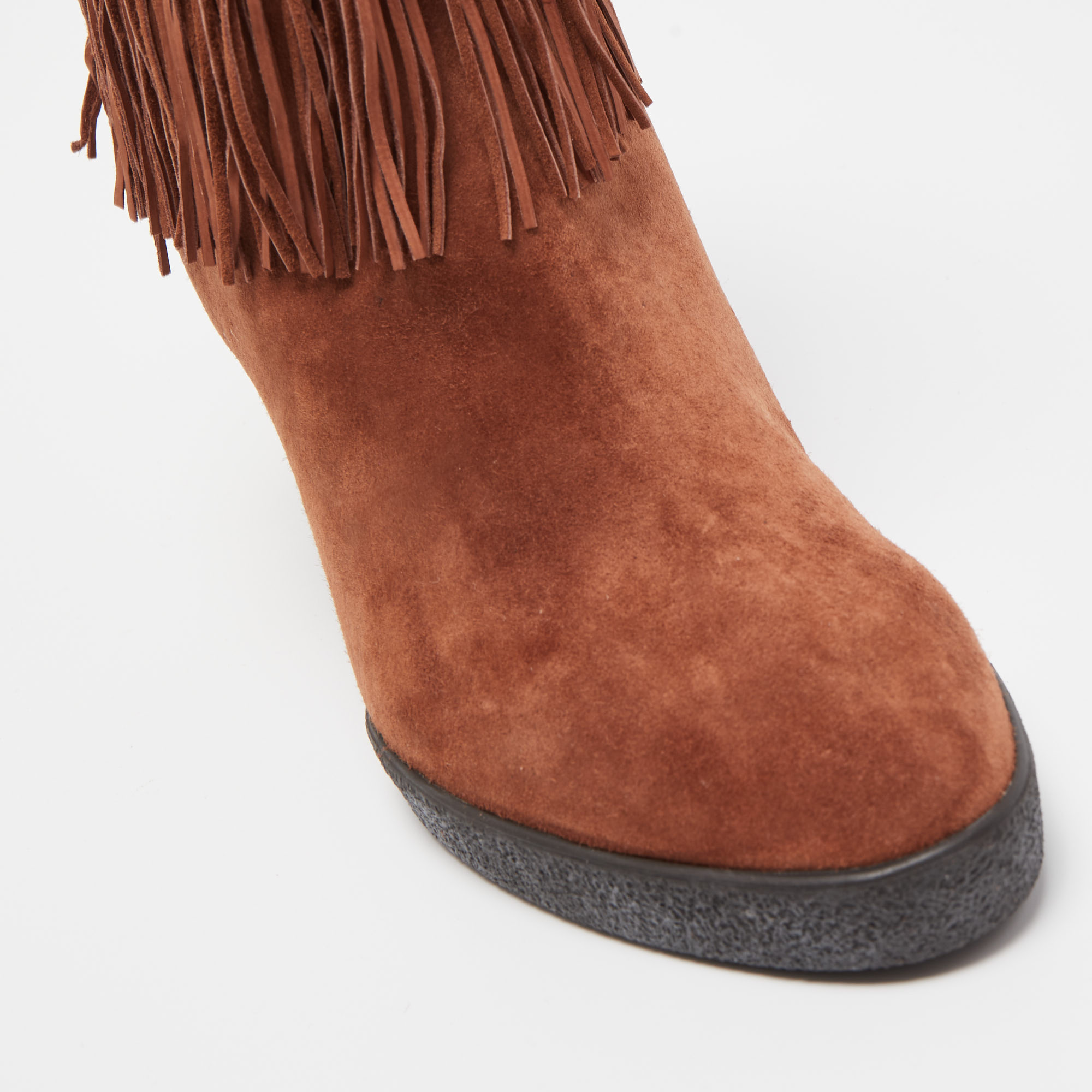 Le Silla Brown Suede Fringe Ankle Boots Size 38