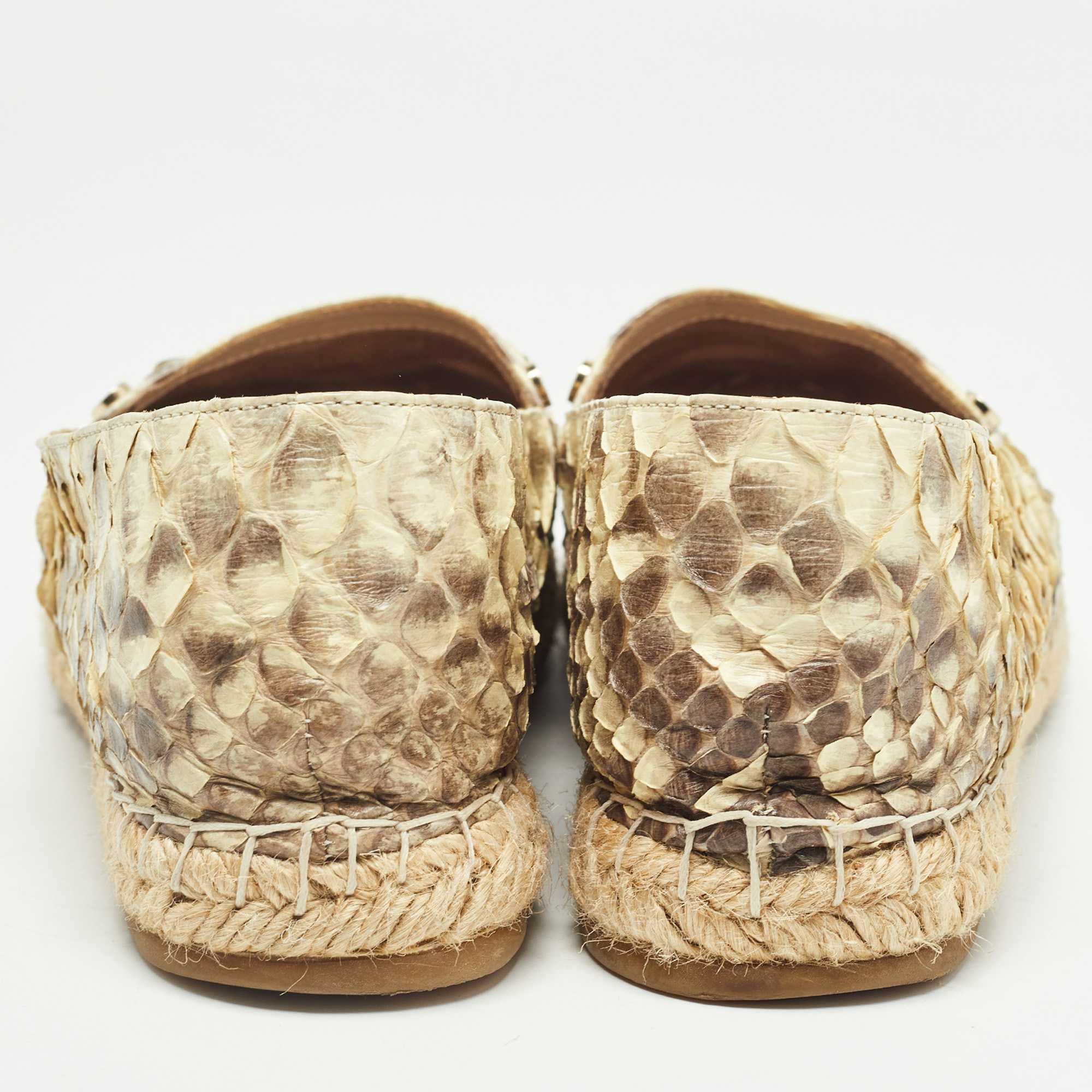 Le Silla Yellow/Brown Python Espadrille Flats Size 37