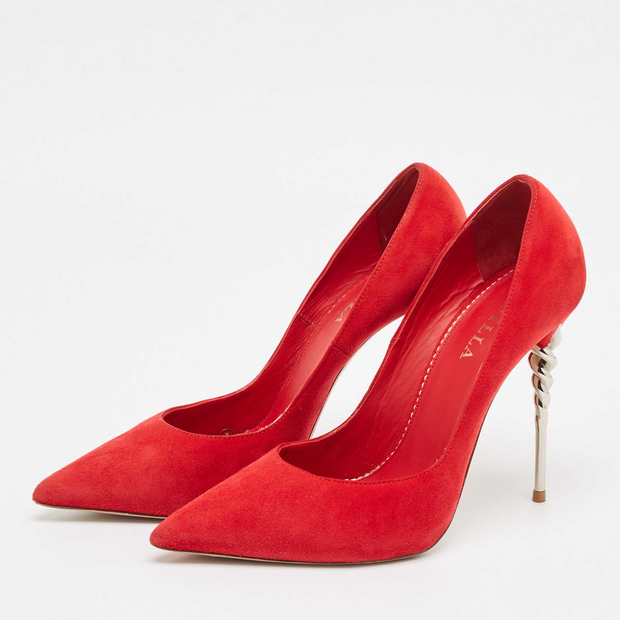 Le Silla Red Suede Pointed Toe Pumps Size 40