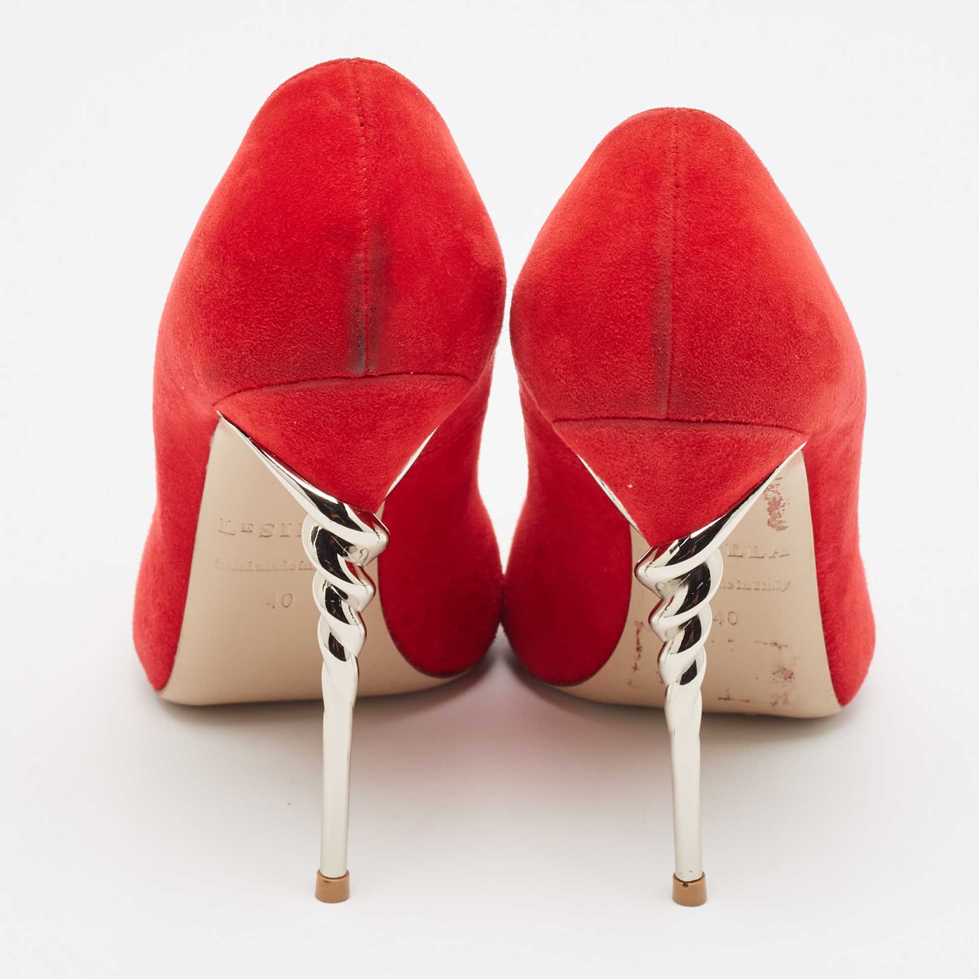 Le Silla Red Suede Pointed Toe Pumps Size 40