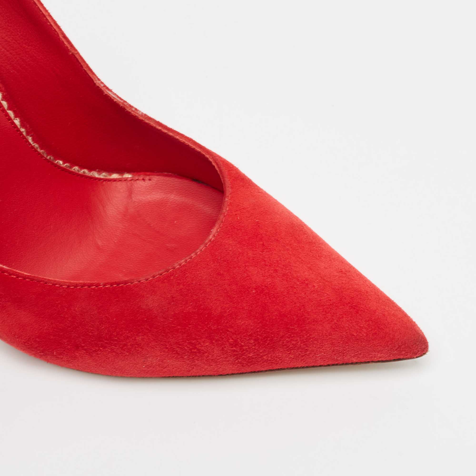 Le Silla Red Suede Pointed Toe Pumps Size 40