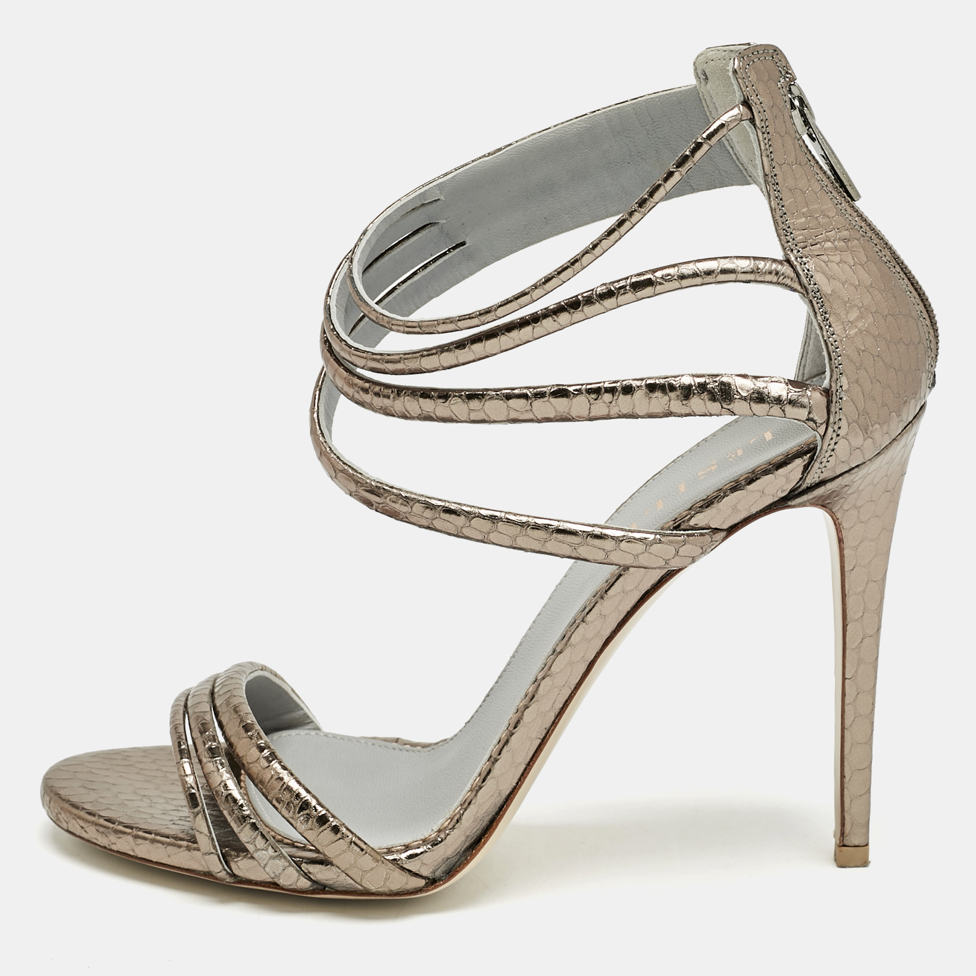 Le Silla Metallic Snakeskin Embossed Leather Strappy Ankle Strap Sandals Size
Le Silla Metallic Snakeskin Embossed Leather Strappy Ankle Strap Sandals Size