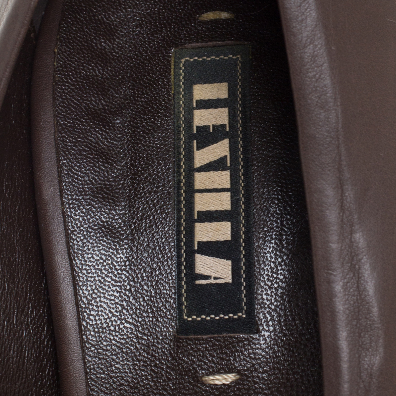 Le Silla Dark Brown Leather Peep Toe Platform Pumps Size 38
